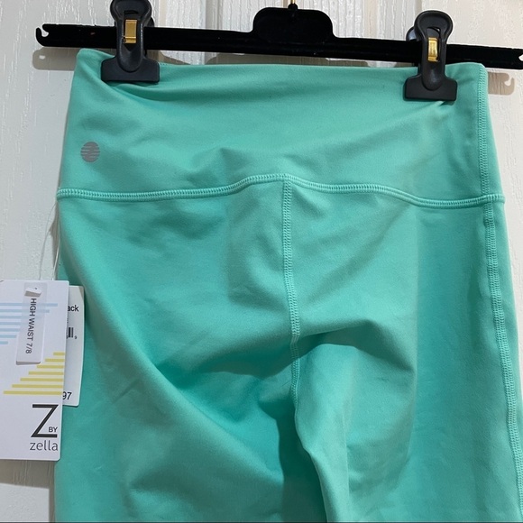 New Z By Zella Women's High Waist Ruched Tie Hem 7/8 Leggings Green size XS nwt - Picture 5 of 6
